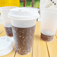 30 gobelets en plastique à texture mate pour cola, boissons, thé au lait, avec couvercles. Gobelets mats transparents avec couvercles blancs