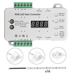 Hareket sensörü ile RGB akıllı merdiven lambası kiti COB dim adım ışıkları 12V DC kapalı merdiven aydınlatma <span class=keywords><strong>LED</strong></span> şerit işık - Product Image 5
