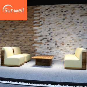 Sofá de Alta Gama, Cómodo, de Madera Maciza de Teca, Banco de Sofá para Jardín, <span class=keywords><strong>Exterior</strong></span>, Villa, Hotel, Salón, Juego de Sofás Cama con Mesa de Centro - Product Image 2