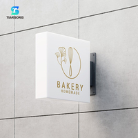 Boîtes lumineuses publicitaires LED personnalisées, boîte en acrylique carrée pour café, éclairage extérieur, signalisation lumineuse, enseigne en acier inoxydable pour barbier