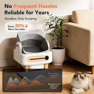 Litière automatique <span class=keywords><strong>pour</strong></span> chat OKKPETS OEM, bac à litière robot autonettoyant <span class=keywords><strong>pour</strong></span> plusieurs chats, ouverture supérieure, contrô<span class=keywords><strong>le</strong></span> automatique par <span class=keywords><strong>application</strong></span>, avec finition imitation bois - Product Image 3