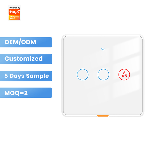 For No Neutral Wire for Smart Life WiFi RF433 Ceiling Fan Light Switch Glass Panel Backlight Voice Control Alexa/Google