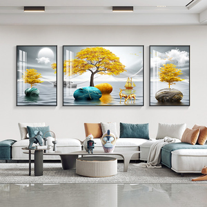 Ensemble de 3 pièces de luxe moderne nordique, art mural abstrait sur mesure, porcelaine cristalline, pour salon, <span class=keywords><strong>chambre</strong></span> à coucher, art déco - Product Image 4