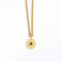 Kalung liontin hewan berlapis emas PVD baja tahan karat 18k perhiasan modis pola minyak jatuh dilukis dengan tangan