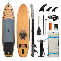Planche de paddle gonflable SUP design grain de bois, PVC Drop Stitch, tout-en-un pour adultes, ensemble complet avec pagaie en carbone, pompe et aileron