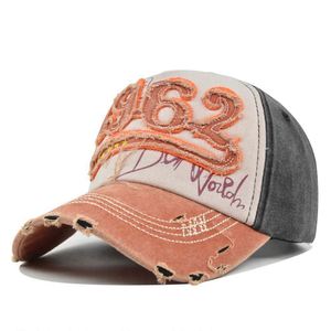 Casquettes de baseball en coton lavé vieilli, style déchiré, pour hommes, avec broderie appliquée vintage, vente en gros - Product Image 6