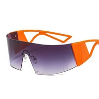 Date 2021 mode grande courbe lunettes de soleil UV400 femmes sans monture une pièce lentille lunettes de soleil