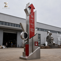 Sculpture de signalisation directionnelle moderne en acier inoxydable, annuaire personnalisé pour tours de bureaux, centres d'affaires et centres d'accueil