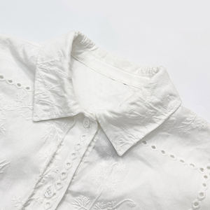 Ранняя осень женская одежда 2025 льняная вышивка Изысканная сетчатая ажурная рубашка с высокой талией и юбкой - Product Image 6