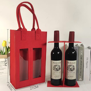 Custom Design Christmas Double Bottle <strong>Felt</strong> Wine Bag <strong>Red</strong> Wine Gift Box Multi-Bottle Holiday Wine <strong>Felt</strong> Tote Bag - Product Image 5