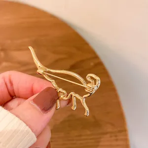 Nouvelle broche en alliage de zinc coréen minimaliste, ligne Tyrannosaurus Rex, animal plaqué or, pour <span class=keywords><strong>mariage</strong></span>, fête, vêtements, fleur de poitrine, cadeau - Product Image 4