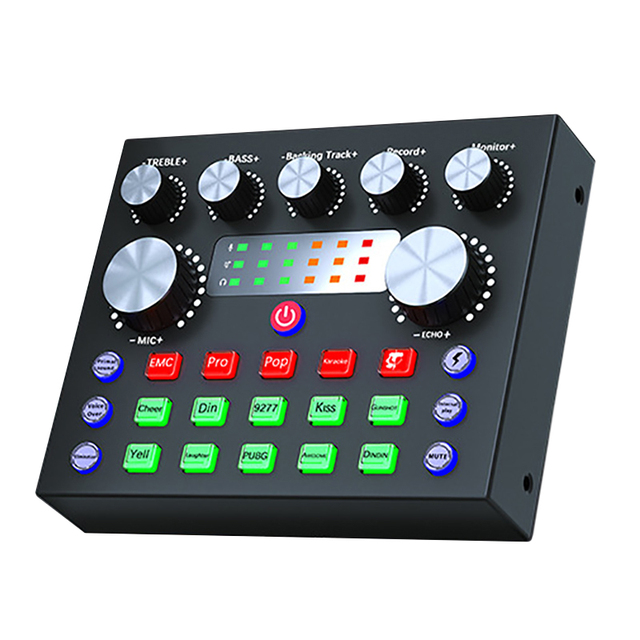 V8s SoundCard Audio Interface Music Mixer Studio Recording Professional  Sing 2 Live Broadcast V8 Plus Exterdnal USB Sound Card