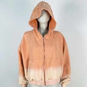 Custom <b>Zip</b> <b>up</b> <b>Jackets</b> for <b>Women</b> French Terry Pullover Designer Hoodie <b>Women</b> High Quality Rhinestone Hoodie Manufacturers - Product Image 1