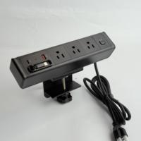 Multiprise de bureau à fixation par pince standard US, 3 prises, USB-C 20W, USB-A 18W, charge rapide, sans perçage, pince en C pour mobilier de bureau