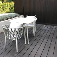Aluminium-Rahmen Seilgeflecht Gartenmöbel Outdoor Patio Esstische und Esszimmerstühle Set für Balkon Villa Resort Hinterhof
