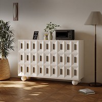 Buffet de style crème français, moderne et minimaliste, en bois massif, servant de meuble de rangement pour salon moderne et de console d'entrée