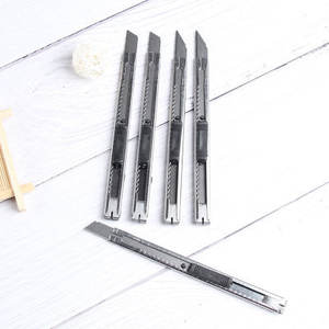 Mini-couteau à lettres en métal mignon, couteau artisanal en acier inoxydable 130 mm noir, couteau utilitaire à tête carrée pour étudiants et fournitures de bureau - Product Image 3