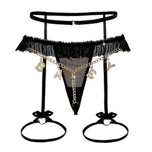 String personnalisé avec nom, string sexy, tangas, culottes, string avec lettres en strass et jarretière - Product Image 5