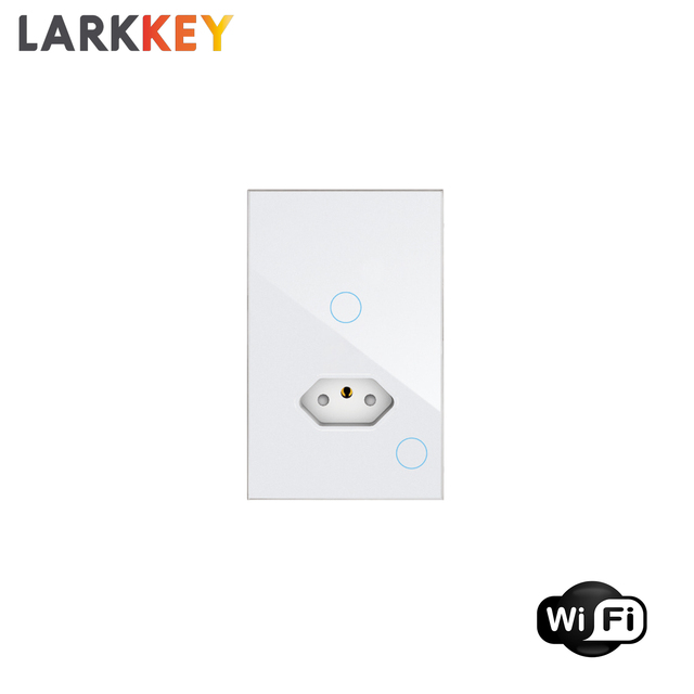 Tuya Larkkey Smart 1 Wi-Fi Switch+1 WiFi Brazil Socket Touch Panel Light Switch Brazil Standard