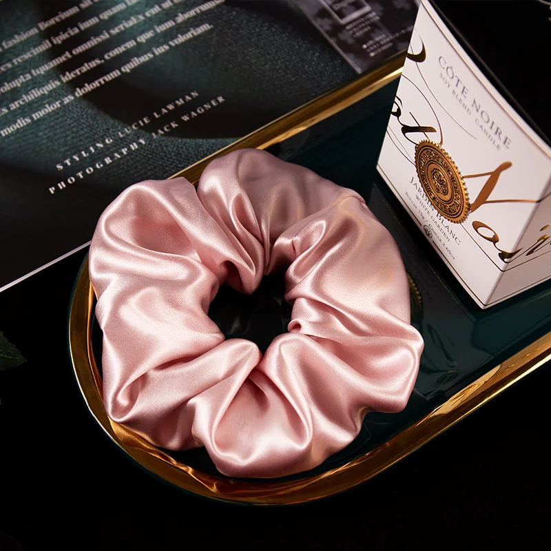 Оптовая продажа, большие атласные резинки для волос на заказ, повязка на голову, дизайнерские резинки для волос большого размера из натурального шелка