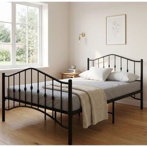 Lit en métal contemporain pleine grandeur, best-seller, mobilier de chambre durable pour hôtels et écoles - Product Image 2