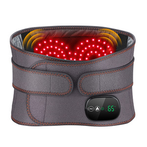 Red Light Heated Waist Belt Electric <b>Vibration</b> Massager Digital Display Velcro Strap Back Pain Relief Rechargeable - Product Image 5