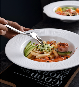 Elegante Plato de Cerámica Blanca con Relieve, Logotipo Personalizado, Vajilla de Lujo para Hotel, Plato Hondo para Sopa y Pasta, Venta al Por Mayor - Product Image 2
