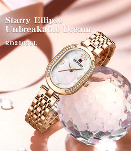 Relojes REWARD, Nuevos Relojes Impermeables para Mujer, Diseño Elíptico Elegante, Diamantes de Lujo, Reloj Casual de Negocios para Mujer 21058L - Product Image 2