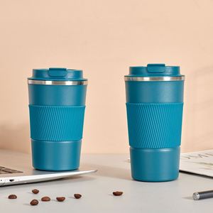Tasse à café isotherme à double paroi en acier inoxydable 304, 380 ml, 510 ml, avec manchon en cuir, mug à eau, cadeau pour les voyages d'affaires, le bureau - Product Image 3