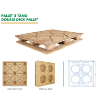 Palette en bois recyclé, durable, réutilisable, robuste, moulée, double face, pour l'industrie, 4 voies, 1200x1000x142mm, best-seller