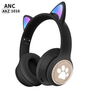 Casque sans fil LED Glare System confortable avec oreilles de chat, son stéréo, annulation active du bruit et éclairage RGB pour DJ - Product Image 1