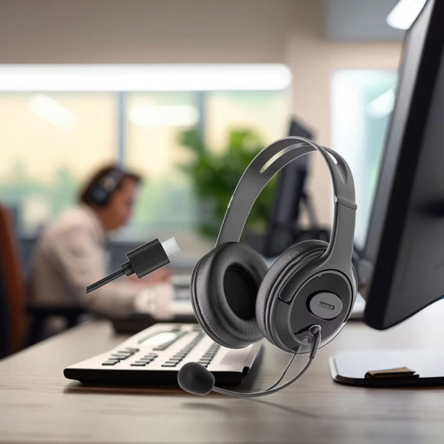 Call Center Customer Service Computer Headphone with Qualcomm Chip&Detachable Mic & DC3.5 Plug for Online Talk No reviews yet