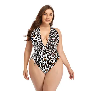 2022 costume da bagno intero stile caldo stampa leopardata sexy fasciatura di grandi dimensioni costume intero bikini donna costumi da bagno taglie forti