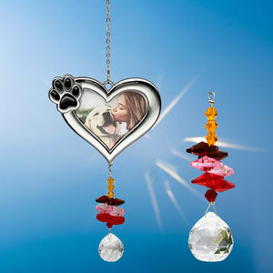 Atacado Crystal Sun Catcher Silver Heart <span class=keywords><strong>Frame</strong></span> Sun Catchers Pet Dog Cat Memory <span class=keywords><strong>Frame</strong></span> <span class=keywords><strong>Suncatcher</strong></span> com Paw Claw para Decoração - Product Image 6
