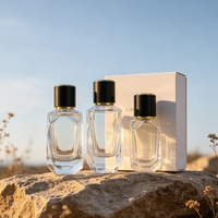 Flacon de parfum carré vide de luxe 30ml 50ml 100ml en verre avec pompe pulvérisatrice, couvercle en aluminium et boîte cadeau pour emballage cosmétique haut de gamme