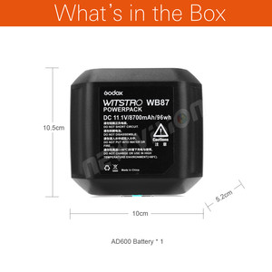 Godox WB87 - Batería Potente Todo en Uno de 11.1V y 8700mAh para Fotografía en Exteriores, Compatible con AD600, AD600B, SLB60W TTL 2.4G X - Product Image 3