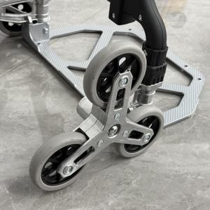 Chariot pliable en alliage d'aluminium et plastique de 75 kg avec structure à quatre roues, options de plateforme et de roues personnalisables OEM pour outils - Product Image 2