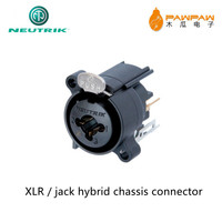 Neutrik NCJ6FA-V Connecteur XLR femelle 3 broches, XLR femelle 3 pôles combiné avec prise TRS stéréo, montage vertical sur circuit imprimé