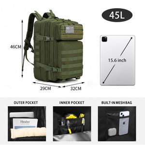 Wholesale Custom Logo Waterproof Men 900D Oxford <b>Molle</b> Backpack Durable 45L Tactical Duffel <b>Bag</b> for Hiking - Product Image 3