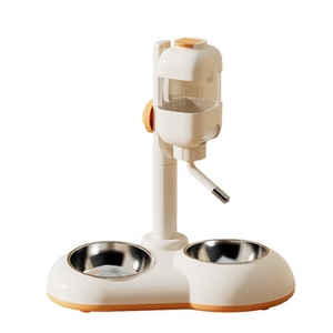 Bebedero Vertical para Mascotas de Acero Inoxidable con Separación de Comida y Agua, con Tubo, Tazón Alto y Bajo - Product Image 1