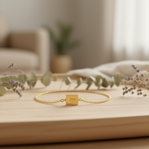 Bracelet en acier inoxydable lettre T 12x14cm plaqué or, charme tendance, cadeau unisexe - Product Image 3