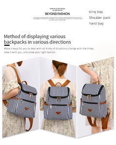 Nuovo <span class=keywords><strong>Zaino</strong></span> Casual in Tela a Righe <span class=keywords><strong>Blu</strong></span> per Donne, <span class=keywords><strong>Zaino</strong></span> Estivo alla Moda per Viaggi, Borsa da <span class=keywords><strong>Donna</strong></span> all'Ingrosso - Product Image 6