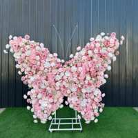 Mur de fleurs artificielles réalistes en soie, 8 pieds, pour mariages, hôtels, points photo, mur de fleurs 5D, rose, rouge, papillon