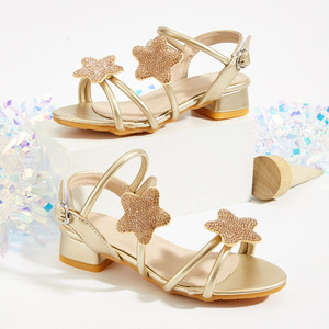 Sandali con Tacco Alto per Bambine, Nuova Collezione Primavera 2026, Tacco Grosso con Diamanti e Stelle, Moda Casual - Product Image 1