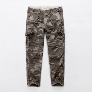 Pantalones Cargo de algodón 100% para hombre, <span class=keywords><strong>verde</strong></span> oliva, cintura alta, tela tejida holgada, rectos, oscuros, múltiples bolsillos, cremalleras en el tobillo, informales - Product Image 4