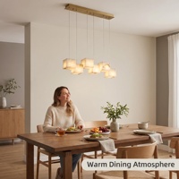 Lustre multi-têtes en albâtre naturel, lumière LED chaude, cadre métallique personnalisé, lampe suspendue pour villa, escalier