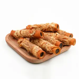 Comida deliciosa fácil de digerir para satisfazer os desejos dos animais de estimação, rolinhos de sanduíche de frango e Kraft para cães