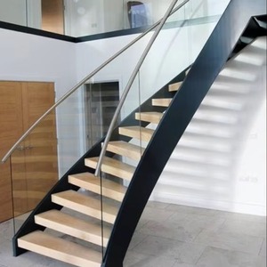 Scala Interna Moderna ed Elegante con Curva ad Arco, Gradini in Rovere Bianco Naturale <span class=keywords><strong>e</strong></span> Corrimano in Legno - Sicura, Ecologica <span class=keywords><strong>e</strong></span> Durevole - Product Image 2