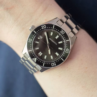 Montre automatique de plongée pour hommes, bracelet en acier inoxydable, lunette rotative, aiguilles lumineuses, affichage de la date, montre-bracelet de sport pour hommes