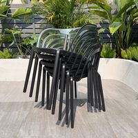 Ensemble de table et chaises de salle à manger d'extérieur AJUNION, table rectangulaire et chaises empilables en plastique, ensemble de 7 pièces, résistant aux intempéries